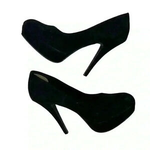 C&M‎ Women's Black Suede Platform Stiletto Heels Size 8.5 Formal